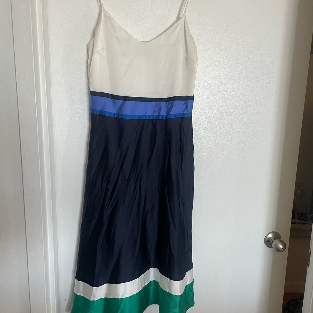 Banana Republic Cream and Blue Pleated Sundress